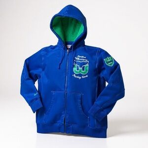 Mitchell and Ness Hartford Whalers Vintage Style Full Zip Hoodie-Men’s XL